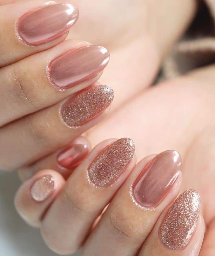 Rose Gold Short Gel Nails